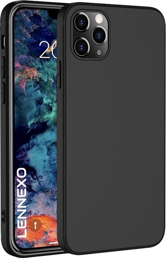Zwart Hoesje Geschikt Voor iPhone 12 Pro Max - Zwarte Siliconen hoesje - TPU Back Cover Hoes - Zwart