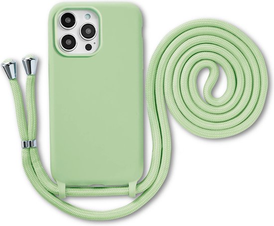 Armordrop Hoesje Met Koord Geschikt Voor iPhone 12 / 12 Pro - Siliconen Hoesje Met Koord - Groen