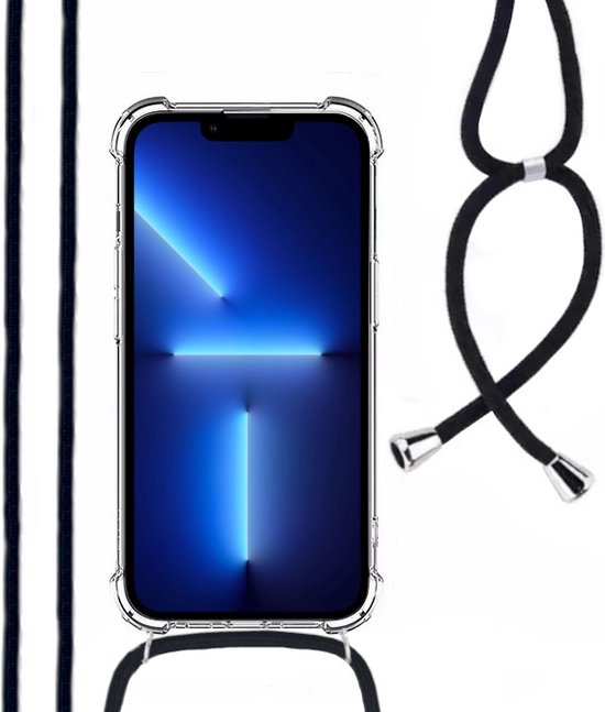 Hoesje Met Koord Geschikt Voor iPhone 13 - Lennexo Shockproof Hoesje Transparant Met Koord