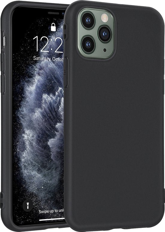 Zwart Hoesje Geschikt Voor iPhone 11 Pro - Zwarte Siliconen Hoesje - TPU Back Cover Hoes -Zwart