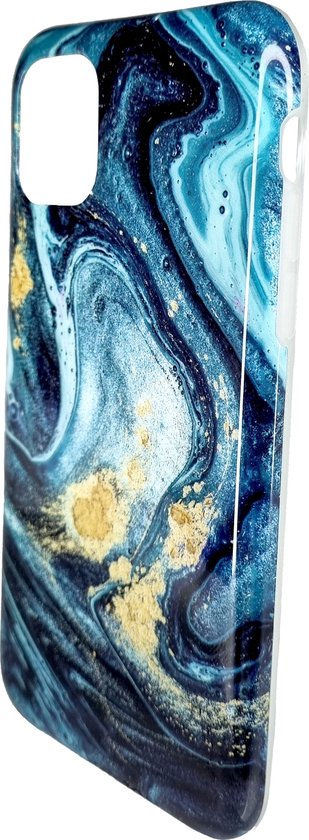 Luxe iPhone 11 Hoesje | Siliconen Marmer Hoesje | Soft Back Cover Telefoonhoesje - Blauw