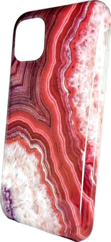 Luxe Hoesje Geschikt Voor iPhone 12 / 12 Pro - Siliconen Marmer Hoesje - Rood