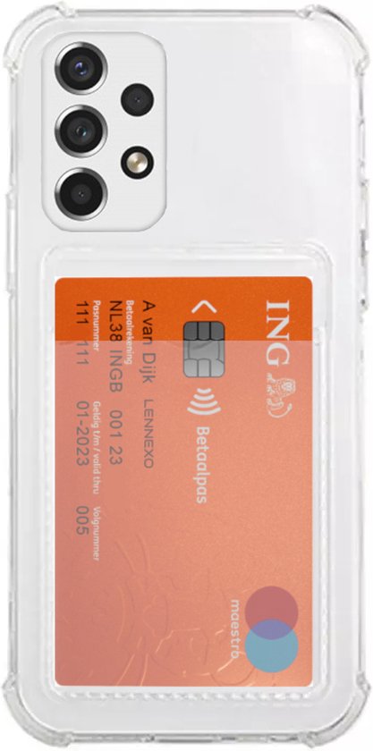 Lennexo Hoesje Met Pashouder Geschikt Voor Samsung A33 - Transparant Siliconen Hoesje - Shockproof Case