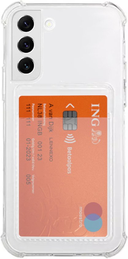 Lennexo Hoesje Met Pashouder Geschikt Voor Samsung S24+ (S24 PLUS) - Transparant Siliconen Hoesje - Shockproof Case