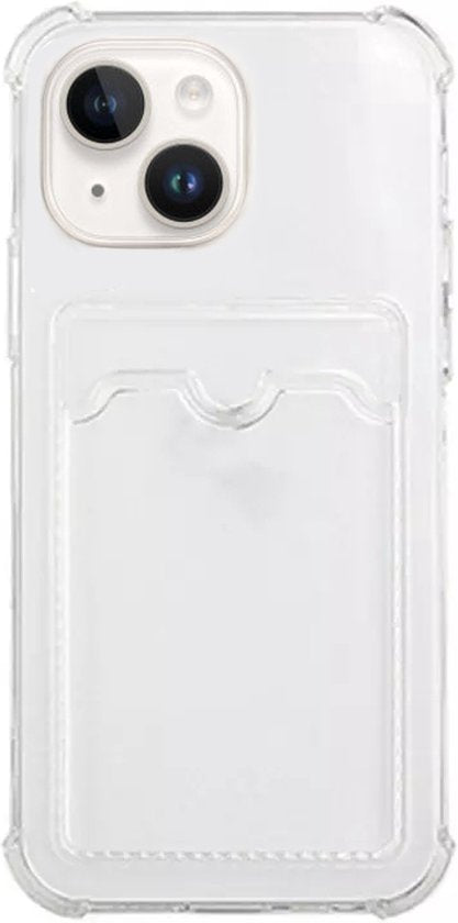 Lennexo Hoesje Met Pashouder Geschikt Voor iPhone 15 - Transparant Siliconen Hoesje - Shockproof Case