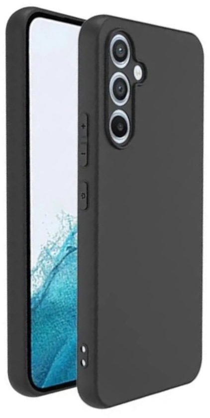 Hoesje en Screenprotector Combi Geschikt Voor Samsung Galaxy A55 - Zwarte Siliconen Hoesje + 2x Screenprotector