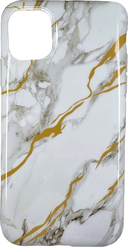 Luxe Hoesje iPhone 11 - Siliconen Marmer Hoesje - Wit