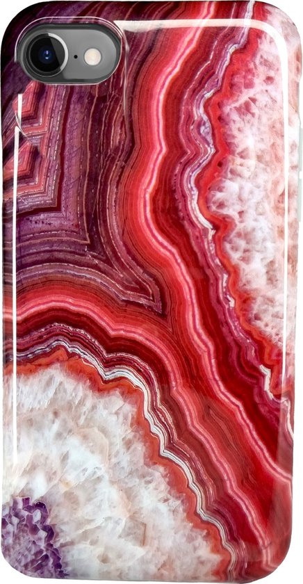 Luxe iPhone SE Hoesje | Siliconen Marmer Hoesje | Soft Back Cover Telefoonhoesje - Rood