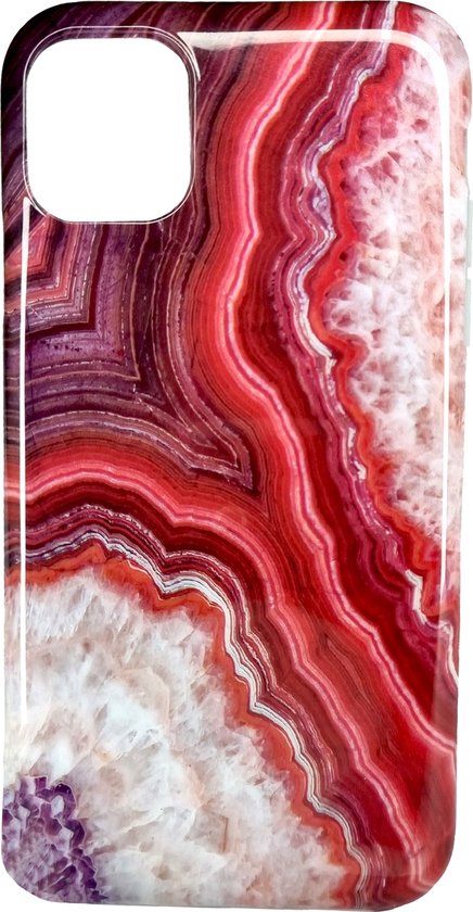Luxe iPhone 11 Hoesje | Siliconen Marmer Hoesje | Soft Back Cover Telefoonhoesje - Rood