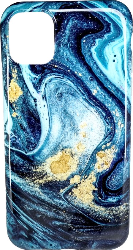 Luxe iPhone 11 Hoesje | Siliconen Marmer Hoesje | Soft Back Cover Telefoonhoesje - Blauw