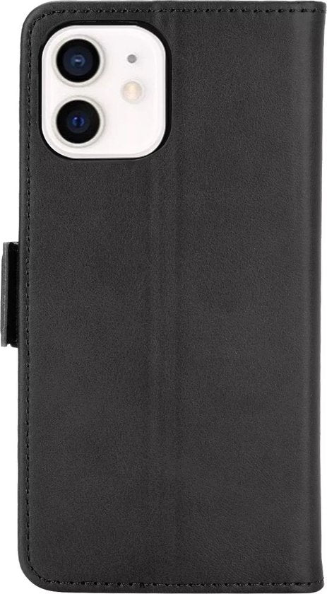 Bookcase Hoesje Geschikt Voor iPhone 12 / 12 Pro Met Pasjes - Wallet Case - Zwart