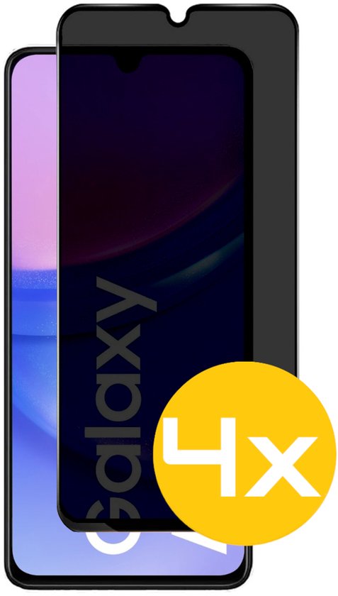 Privacy Screenprotector Geschikt Voor Samsung A15 - Volledige Beschermglas - 4 Stuks