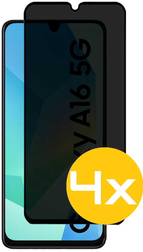 Privacy Screenprotector Geschikt Voor Samsung A16 - Volledige Beschermglas - 4 Stuks