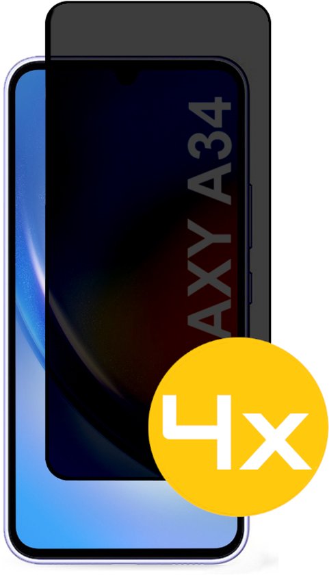 Privacy Screenprotector Geschikt Voor Samsung A34 - Volledige Beschermglas - 4 Stuks