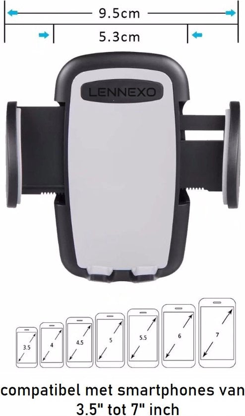 Lennexo Telefoonhouders Auto | Autohouder Met Zuignap | Universele GSM Houder Auto Voor Smartphone | Geschikt voor op de Dashboard - Voorruit - Ventilatierooster