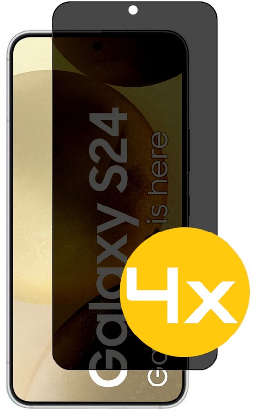 Privacy Screenprotector Geschikt Voor Samsung S24 - Volledige Beschermglas - 4 Stuks