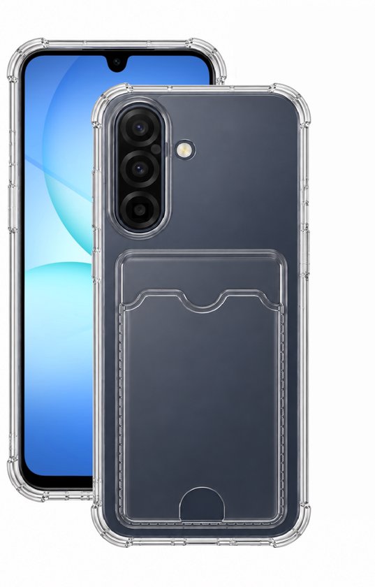 Lennexo Hoesje Met Pashouder Geschikt Voor Samsung A17 - Transparant Siliconen Hoesje - Shockproof Case
