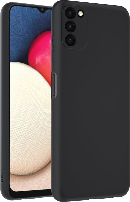 Hoesje en Screenprotector Combi Geschikt Voor Samsung Galaxy A03s - Zwarte Siliconen Hoesje + 2x Screenprotector