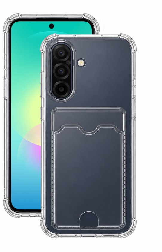 Lennexo Hoesje Met Pashouder Geschikt Voor Samsung A27 - Transparant Siliconen Hoesje - Shockproof Case