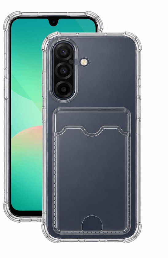 Lennexo Hoesje Met Pashouder Geschikt Voor Samsung A26 - Transparant Siliconen Hoesje - Shockproof Case