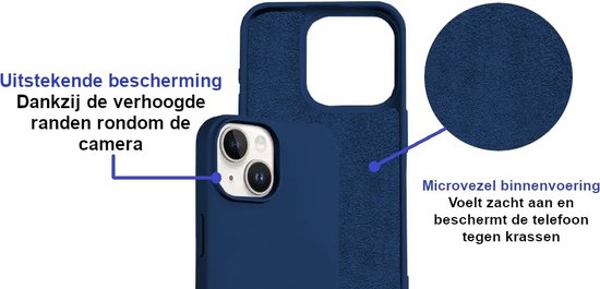 Armordrop Hoesje Met Koord Geschikt Voor iPhone 14 Pro - Siliconen Hoesje Met Koord - Donker Blauw