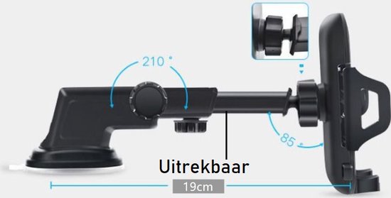Lennexo Telefoonhouders Auto Met Zuignap | Universele Autohouder | GSM Houder Auto | Telefoonhouder Auto met Uitrekbaar en 360 Rotatie Functie