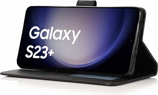 BookCase Hoesje Geschikt Voor Samsung S23 Plus - Wallet Case - Hoesje Met Pasjeshouder - Zwart