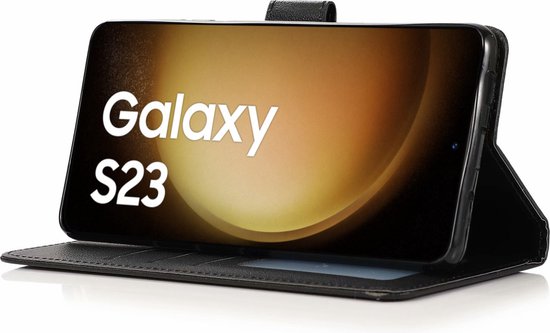 BookCase Hoesje Geschikt Voor Samsung S23 - Wallet Case - Hoesje Met Pasjeshouder - Zwart