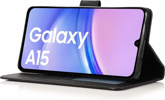 BookCase Hoesje Geschikt Voor Samsung A15 - Wallet Case - Hoesje Met Pasjeshouder - Zwart