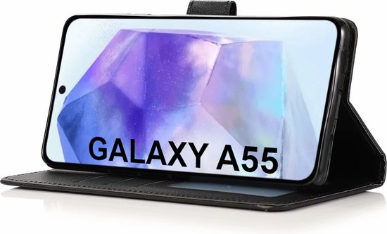 BookCase Hoesje Geschikt Voor Samsung A55 - Wallet Case - Hoesje Met Pasjeshouder - Zwart
