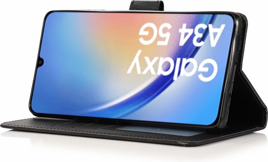 BookCase Hoesje Geschikt Voor Samsung A34 - Wallet Case - Hoesje Met Pasjeshouder - Zwart