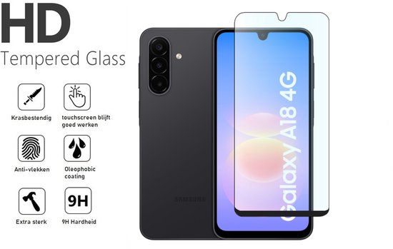 Hoesje en Screenprotector Combi Geschikt Voor Samsung A18 - Zwart Hoesje + Premium Screenprotector