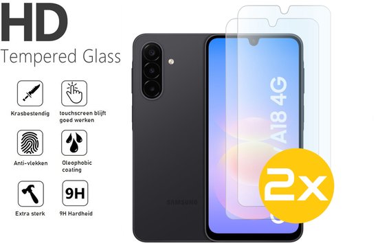 Screenprotector Geschikt Voor Samsung Galaxy A18 - Glasplaat - Tempered Glass - 2 Stuks