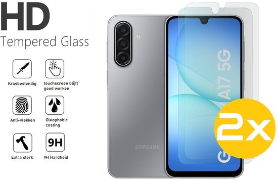 Pashouder Hoesje en Screenprotector Combi Geschikt Voor Samsung A17 - Pasjeshouder + 2x Screenprotector