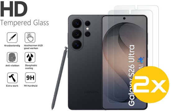 Pashouder Hoesje en Screenprotector Combi Geschikt Voor Samsung S26 Ultra - Pasjeshouder + 2x Screenprotector
