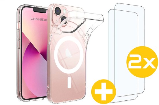 Magnetisch Hoesje en Screenprotector Combi Geschikt Voor iPhone 13 Mini - Hoesje Geschikt voor Magsafe + 2x Screenprotector
