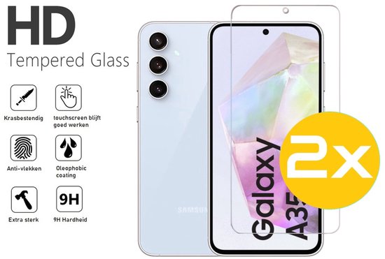 Pashouder Hoesje en Screenprotector Combi Geschikt Voor Samsung A35 - Pasjeshouder + 2x Screenprotector