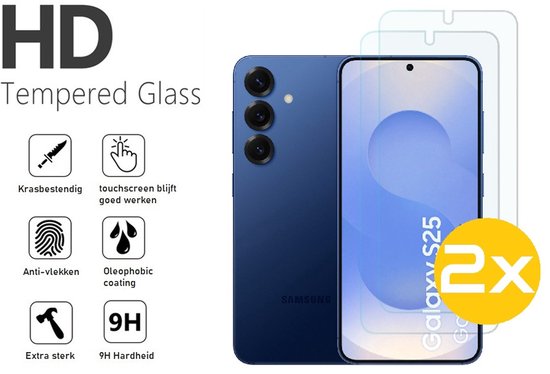 Hoesje en Screenprotector Combi Geschikt Voor Samsung Galaxy S25 - Zwarte Siliconen Hoesje + 2x Screenprotector
