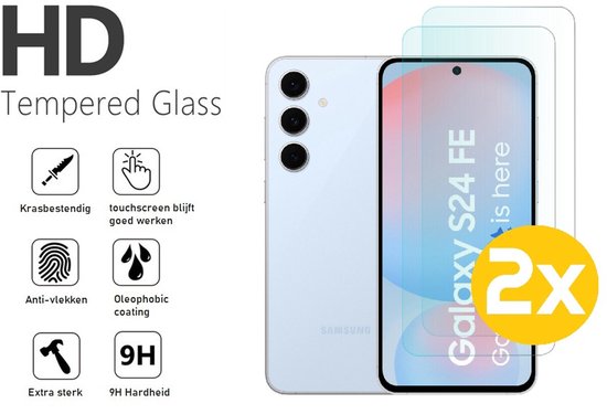 Hoesje en Screenprotector Combi Geschikt Voor Samsung Galaxy S24 FE (Fan Edition) - Zwarte Siliconen Hoesje + 2x Screenprotector
