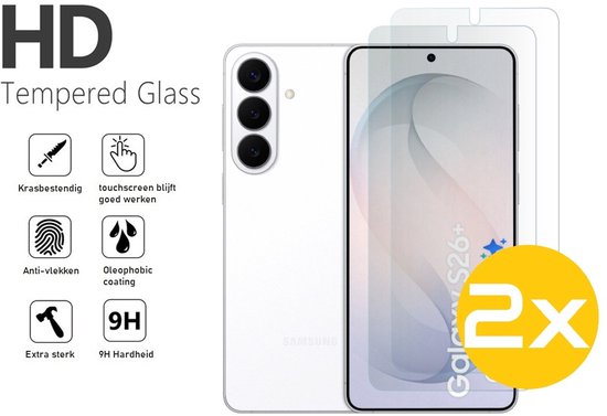 Pashouder Hoesje en Screenprotector Combi Geschikt Voor Samsung S26+ (S26 PLUS) - Pasjeshouder + 2x Screenprotector