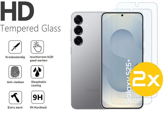 Screenprotector Geschikt Voor Samsung Galaxy S25+ (S25 PLUS) - Glasplaat - Tempered Glass - 2 Stuks