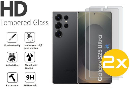 Pashouder Hoesje en Screenprotector Combi Geschikt Voor Samsung S25 Ultra - Pasjeshouder + 2x Screenprotector