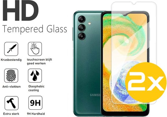 Screenprotector Geschikt Voor Samsung Galaxy A04S - Glasplaat - Tempered Glass - 2 Stuks