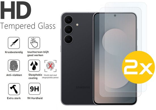 Hoesje en Screenprotector Combi Geschikt Voor Samsung Galaxy S25FE (Fan Edition) - Transparant Hoesje + 2x Screenprotector