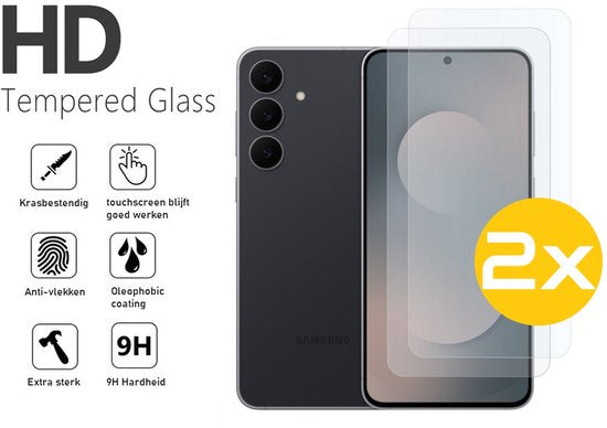 Screenprotector Geschikt Voor Samsung Galaxy S25FE (Fan Edition) - Glasplaat - Tempered Glass - 2 Stuks