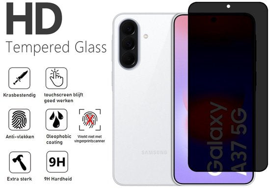 Privacy Screenprotector Geschikt Voor Samsung A37 - Volledige Beschermglas - 4 Stuks