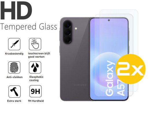 Pashouder Hoesje en Screenprotector Combi Geschikt Voor Samsung A57 - Pasjeshouder + 2x Screenprotector