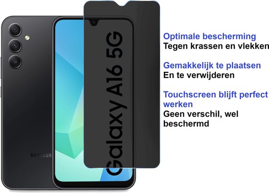 ArmorDrop Privacy Screenprotector Geschikt Voor Samsung A16 - Gehard Glas - 2 Stuks