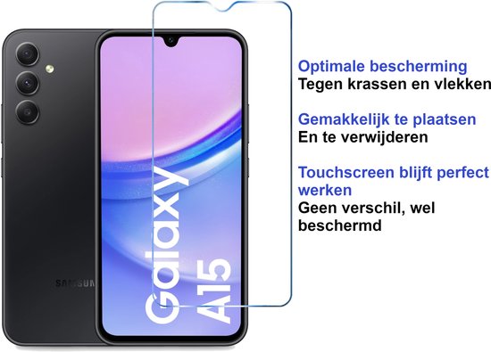 ArmorDrop Full Guard Screenprotector Geschikt Voor Samsung A15 - Gehard Glas - 2 Stuks