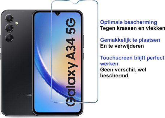 ArmorDrop Full Guard Screenprotector Geschikt Voor Samsung A34 - Gehard Glas - 2 Stuks